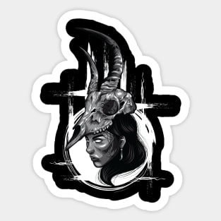 B&w Skull horn + Female Sticker